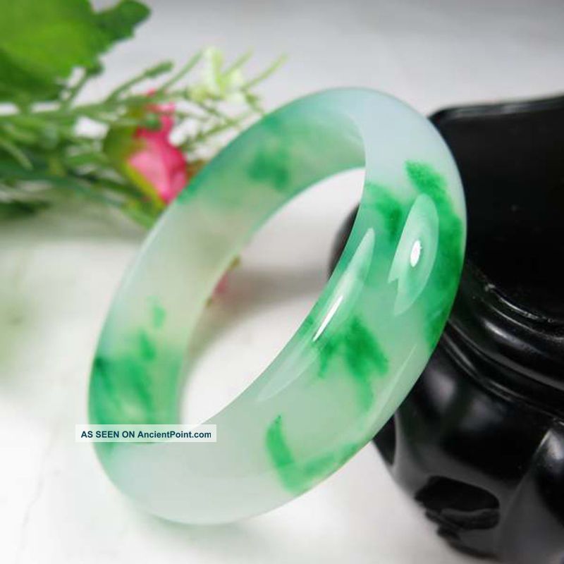 Chinese Hand - Carved Natural Jadeite Jade Bracelet 60mm Bracelets photo