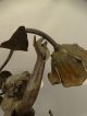 Antique French Art Nouveau Era Bronzed Figural Lady Statue Old Newel Post Lamp Lamps photo 5