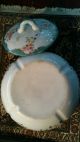 Victorian Hand Painted Round Dresser Dish Trinket With Cover Plates & Chargers photo 1