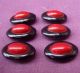 6 Antique Vintage Celluloid And Metal Tight Tops Oval Buttons Painted 3/4 