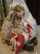 Primitive Snowman Doll Tablecloth Rhinestone Button Lace Folk Art Snowman Doll Primitives photo 10