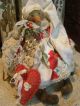 Primitive Snowman Doll Tablecloth Rhinestone Button Lace Folk Art Snowman Doll Primitives photo 3