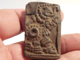 Mayan Warrior Stamp Pre - Columbian Archaic Ancient Artifact Olmec Toltec Zapotec photo