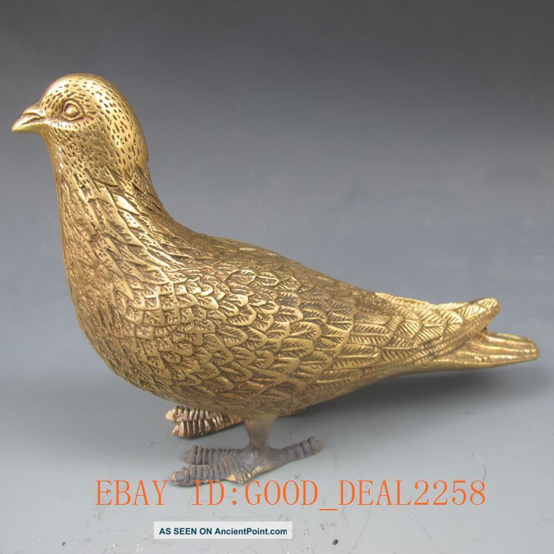 Chinese Brass Hand - Carved Statue - - - Pigeon Other Antique Chinese Statues photo