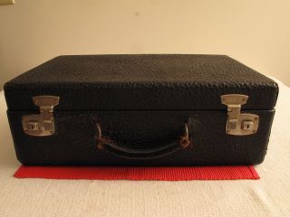 Vtg Antique Thick Pebbled Leather Buffalo ? Suitcase Portmanteau Steampunk photo