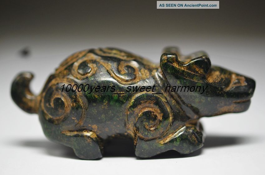 Exquisite Chinese Old Jade Carved Beast Statue Jpn30 Other Antique Chinese Statues photo