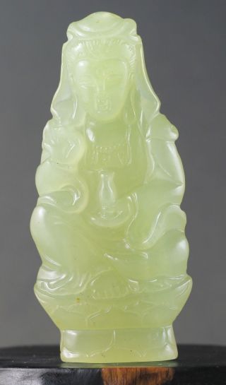 China Jade Jadeite Hand - Carved Guanyin Pendant,  Fine Carved Buddha No.  L759 photo