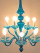 Exquisite Blue Opaline Hand Blown Glass Chandelier Murano Like But Even Better Mid-Century Modernism photo 1