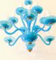 Exquisite Blue Opaline Hand Blown Glass Chandelier Murano Like But Even Better Mid-Century Modernism photo 4