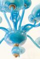 Exquisite Blue Opaline Hand Blown Glass Chandelier Murano Like But Even Better Mid-Century Modernism photo 6