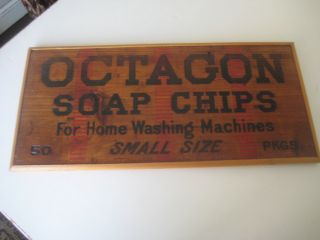 Vintage Antique Advertising Sign Box Side Octagon Soap Chips Wood photo