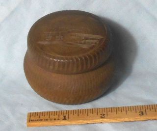 Vintage Hand - Carved Round Wooden Trinket Box With Lid,  Asian 2 - 1/2 