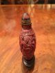 A Chinese Qing Dynasty Carved Cinnabar Snuff Bottle With Stand. Buddha photo 7
