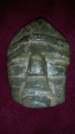 American Antique Pre Columbian Stone Head Carved From Stone Nicely Made photo