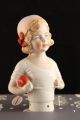 Rare Antique Porcelain German Half Doll Blonde Child Girl Red Ball 5708 Heubach Pin Cushions photo 2