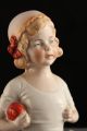 Rare Antique Porcelain German Half Doll Blonde Child Girl Red Ball 5708 Heubach Pin Cushions photo 3