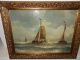 Old Oil Painting,  { Sailboats On A Rough Sea,  Great Frame }. Other Antique Decorative Arts photo 1