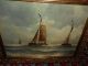 Old Oil Painting,  { Sailboats On A Rough Sea,  Great Frame }. Other Antique Decorative Arts photo 3
