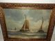 Old Oil Painting,  { Sailboats On A Rough Sea,  Great Frame }. Other Antique Decorative Arts photo 5