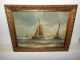 Old Oil Painting,  { Sailboats On A Rough Sea,  Great Frame }. Other Antique Decorative Arts photo 6