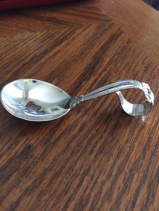 Sterling Georg Jensen Baby Spoon W/ Curved Handle Acorn photo