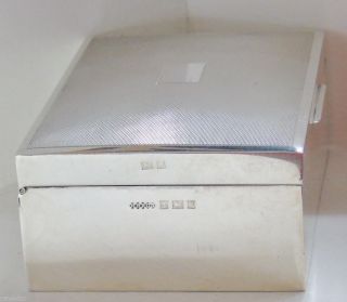 Vintage Solid Sterling Silver & Cedar Wood Desk Top Cigarette Box H Bros 1958 photo