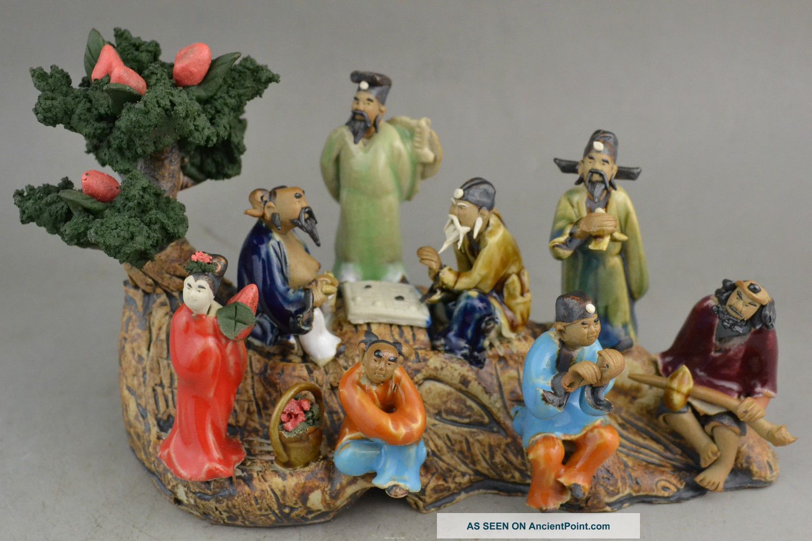 Collectible Handwork Old Porcelain Carving Chinese 8 Immortal On Boat Statue Men, Women & Children photo