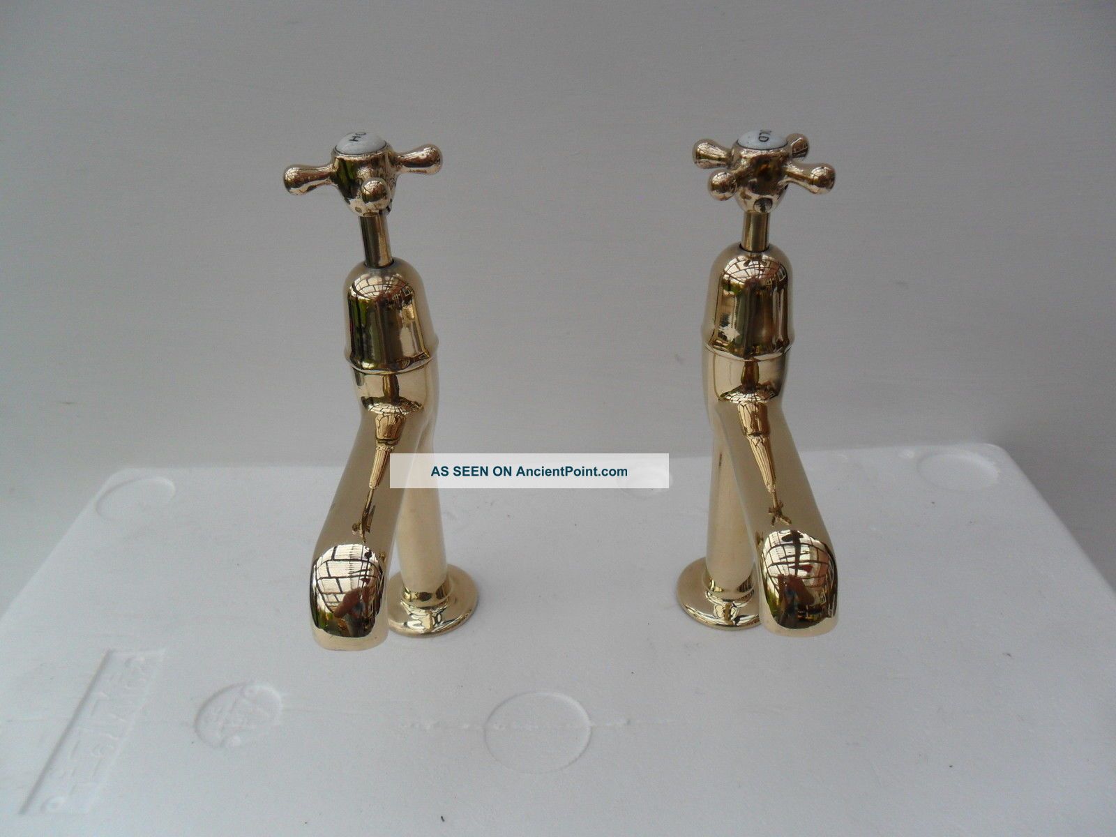 Fantastic Rare Edwardian Pillar Taps Solid Brass Ideal Belfast Sink Other Antique Hardware photo