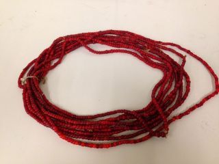 Ethiopia: Tribal African Ethiopian Arussi 8 Necklaces With Old Red Beads. photo