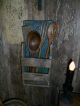 Primitive Early Look Rustic Wall Box,  4 Old Wooden Spoons,  Tobacco Lath,  Green Primitives photo 8
