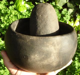Stone Mortar (bowl) & Pestle,  Arroyo Seco River,  Pasadena,  Ca.  19th C,  Find photo
