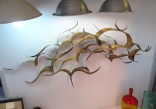 Vintage Signed C.  Jere Brutalist Mid Century Modern Wavy Metal Wall Sculpture photo