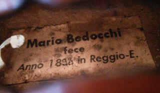 Rare Mario Bedocchi Labeled Antique 4/4 Old Master Violin photo