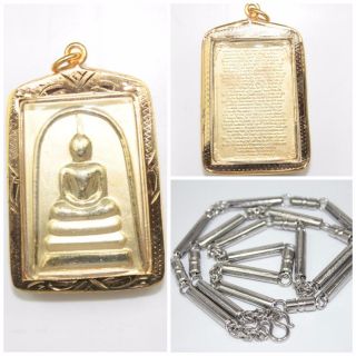 Phra Somdej Katha Chinabunchorn Silver Stanless Necklace Thai Buddha Amulet A2 photo