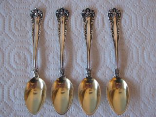 Gorham Regent 1902 - 1903 Four Silverplate Demitasse Spoons With Goldwashed Bowls photo