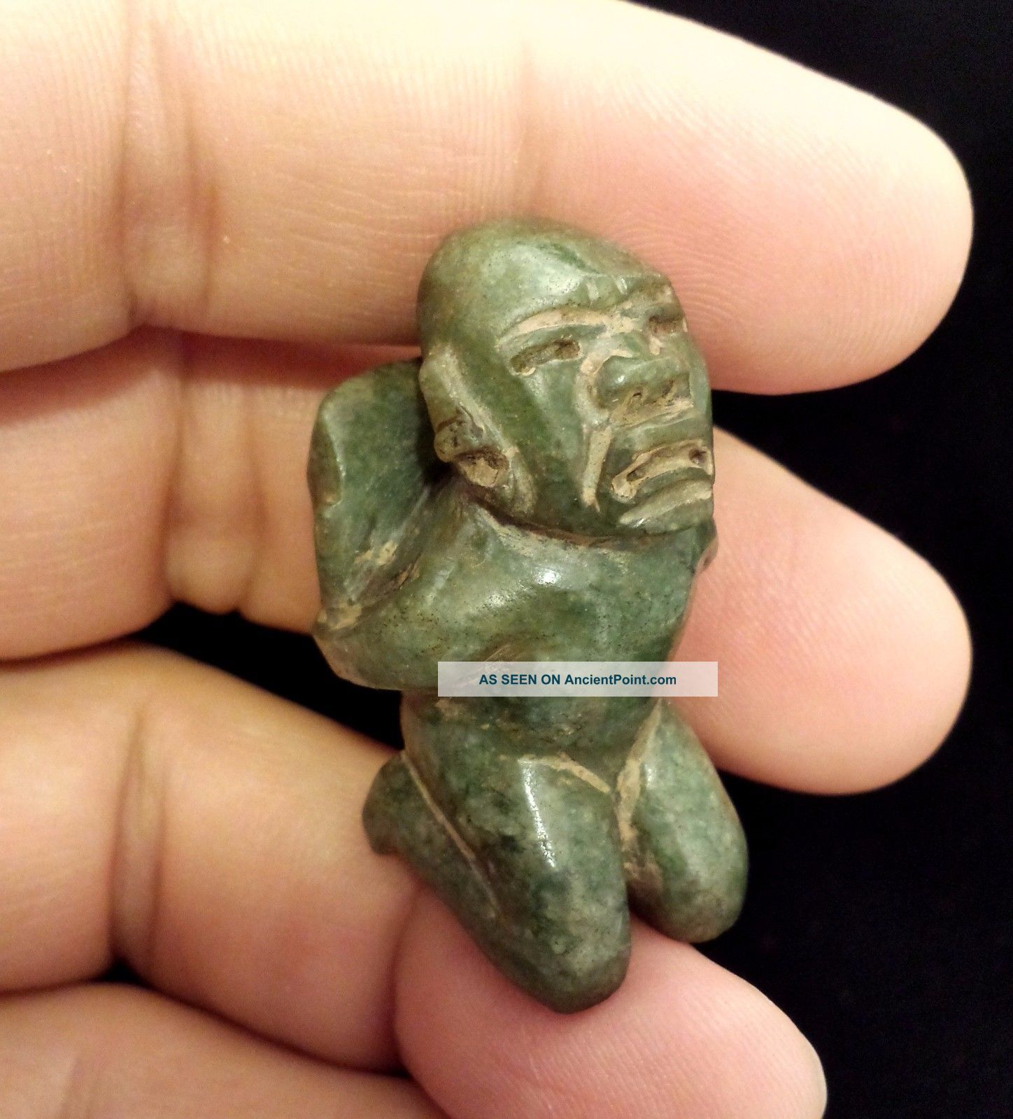 Small Olmec Green Stone Jade Figurine Statue Antique Pre Columbian Artifact