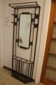 Vintage French Art Deco Wrought Iron Coat Rack Hall Tree With Mirror Metalware photo 2