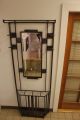 Vintage French Art Deco Wrought Iron Coat Rack Hall Tree With Mirror Metalware photo 3