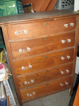 Antique Solid Oak,  Tall Dresser photo