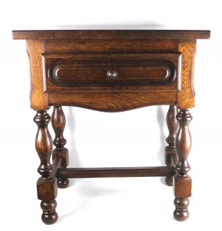 French Antique Nightstand Bedside Table Solid Oak Country Style photo