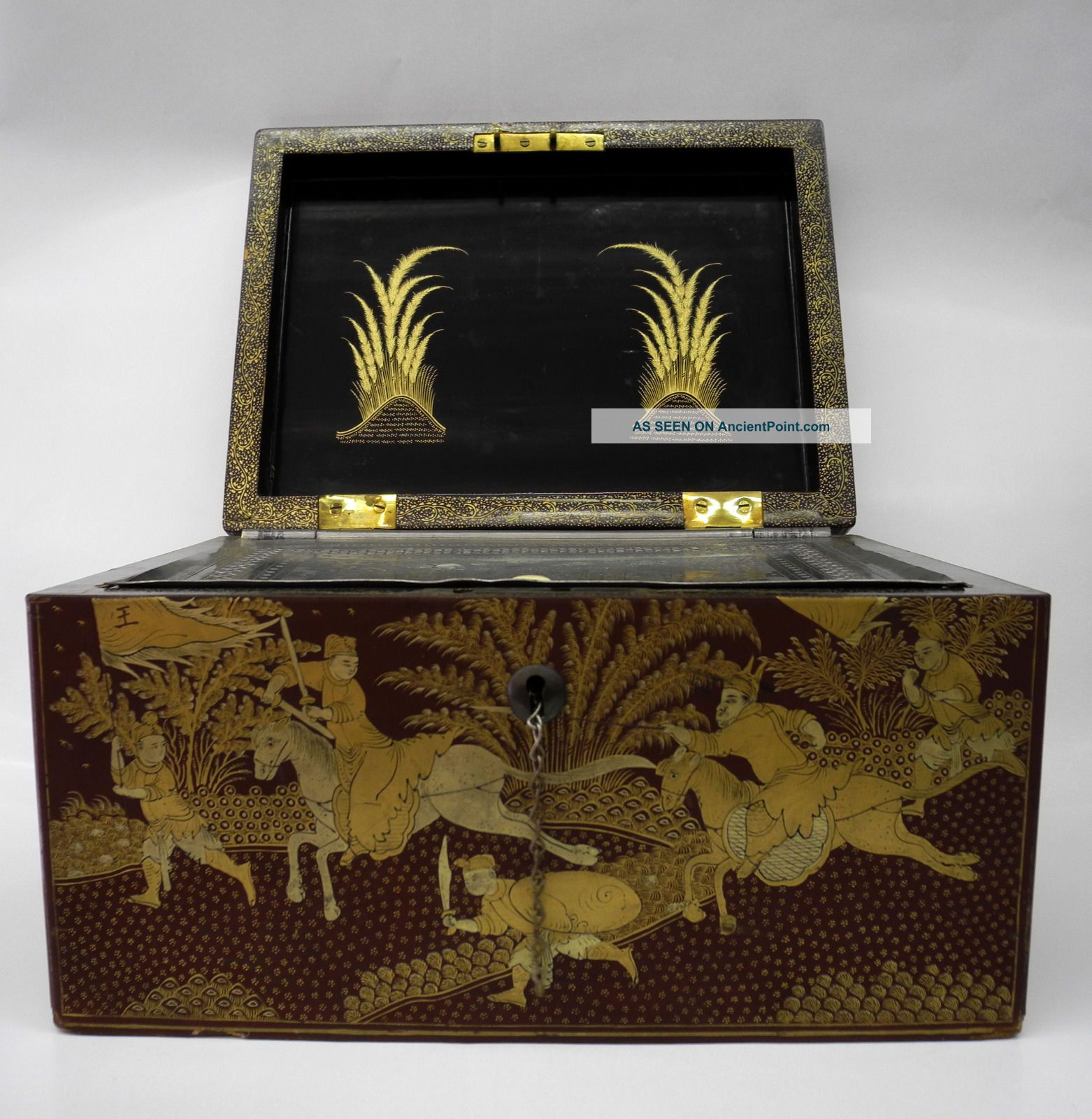 Japanese Hand Painted Lacquer Humidor Box 19th Century Boxes photo