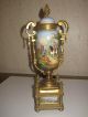 Antique French Painted Sevres Porcelain Urns W/ Horse Scene Gilt Metal Urns photo 1