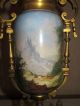 Antique French Painted Sevres Porcelain Urns W/ Horse Scene Gilt Metal Urns photo 6
