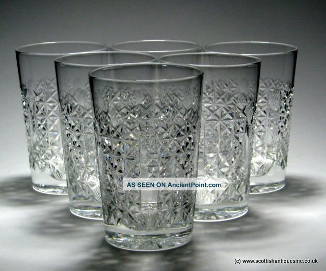 Six Vintage English Webb Crystal Tumblers C1935 - 1949 Other Antique Glass photo