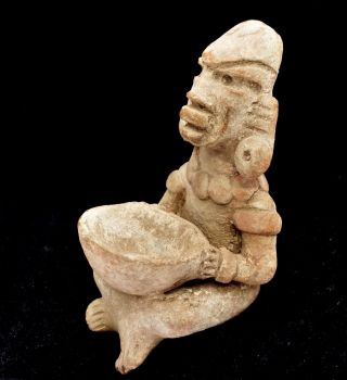 Zapotec Seated Clay Figurine Ceramic Pottery Statue Antique Pre Columbian photo