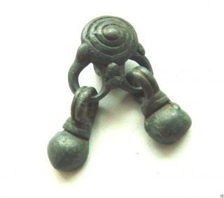 Ancient Medieval Bronze Pendant - Amulet (b714) photo