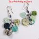 Silver 925 Earrings Ancient Aqua Green Dangle Roman Glass Lapis Beads 100 Bc Roman photo 1