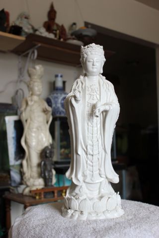 Chinese Blanc De Chine Dehua Porcelain Kuan - Yin Statue photo