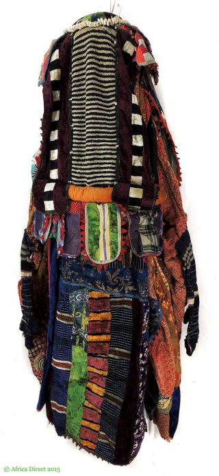 Yoruba Egungun Costume Textile Cowrie Shell Headcrest Nigeria Africa photo