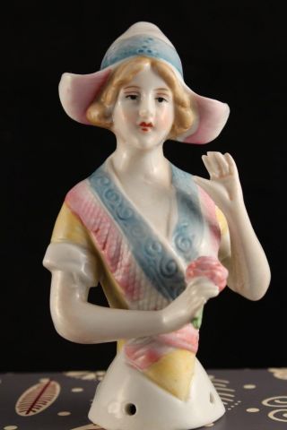 Rare Porcelain German Half Doll Carl Schneider Dutch Hat Girl 14463 Arms Away photo